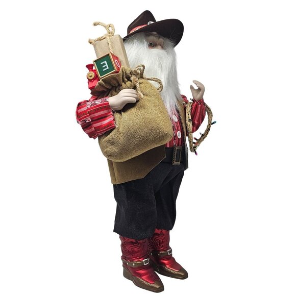 Western Cowboy Festive Upright 18" Santa Christmas Table Decoration Party Decor - Picture 3 of 5